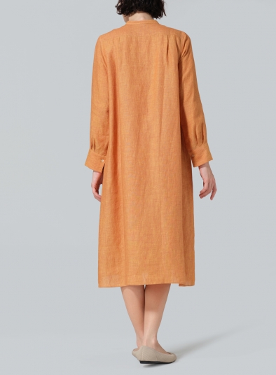 Linen A-shape Long Shirt Dress