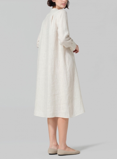 Linen A-shape Long Shirt Dress