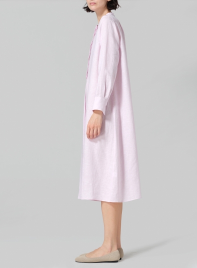 Linen A-shape Long Shirt Dress