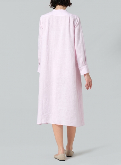 Linen A-shape Long Shirt Dress