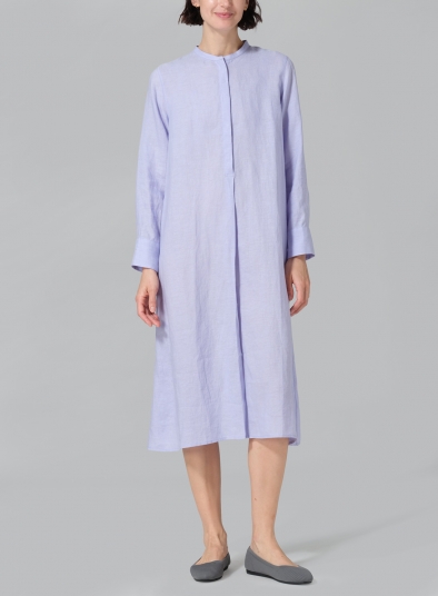 Linen A-shape Long Shirt Dress