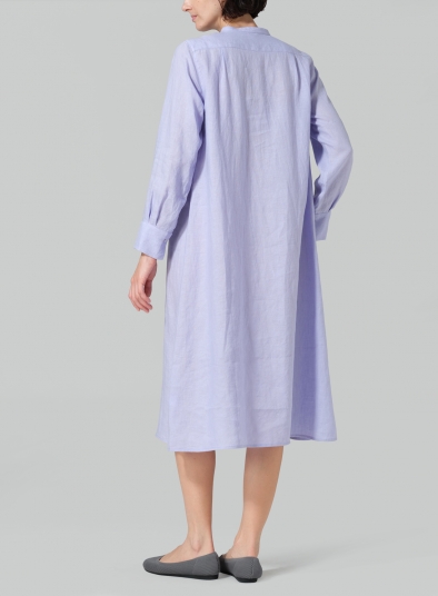 Linen A-shape Long Shirt Dress