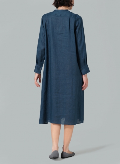 Linen A-shape Long Shirt Dress