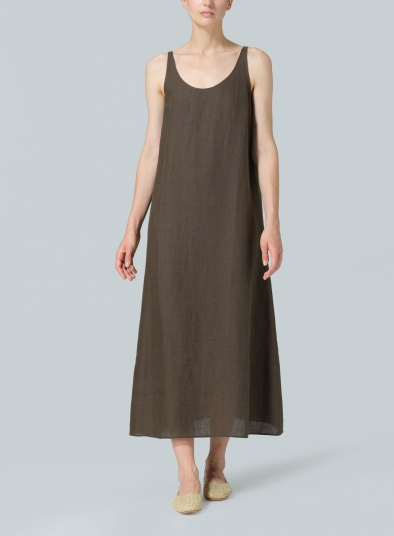 Linen A-line Cut Long Dress