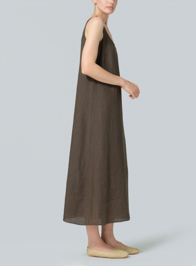 Linen A-line Cut Long Dress