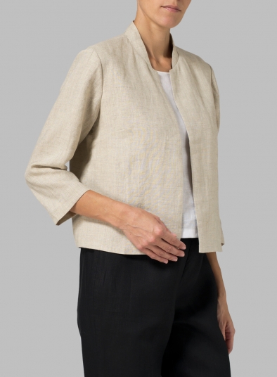 Oat Linen Crop Blazer Set