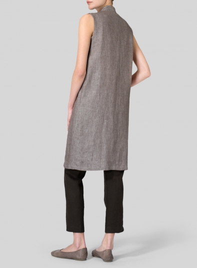 Twill Weave Linen Long Vest