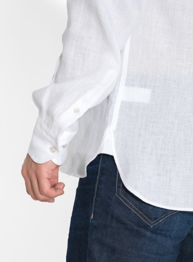 Spread Collar Long Sleeve Linen Men Shirt