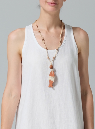 Wooden Fish Pendant Necklace