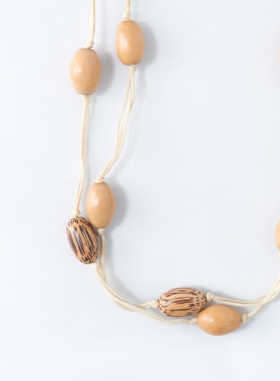 Long Wooden Bead Collar Necklace