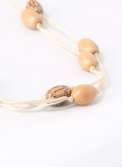 Long Wooden Bead Collar Necklace