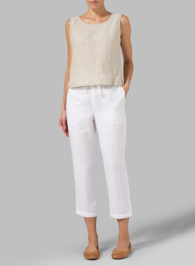 Linen Cropped Pants - Plus Size