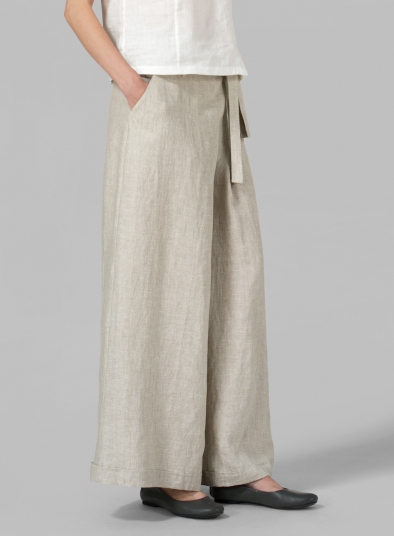 Linen Wide-Leg Extra Long Pants