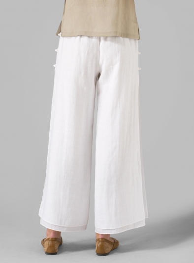Linen Double Layers Pants - Plus Size