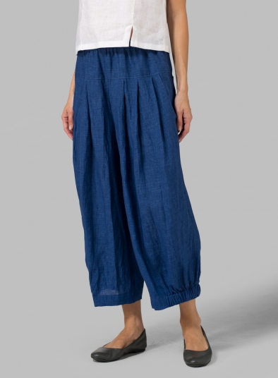 Linen Crumple Effect Harem Pants (Long)