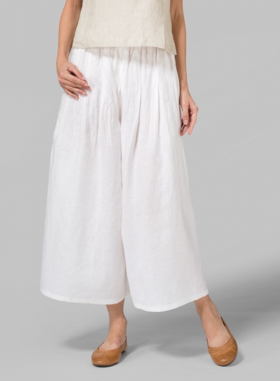 Linen Pleated Culottes - Plus Size