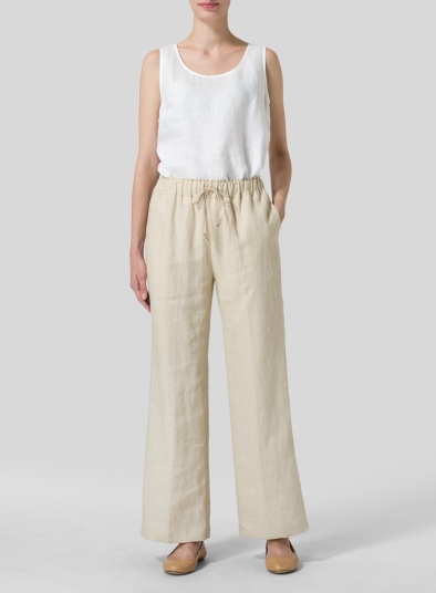 Linen Straight Pull-On Pants