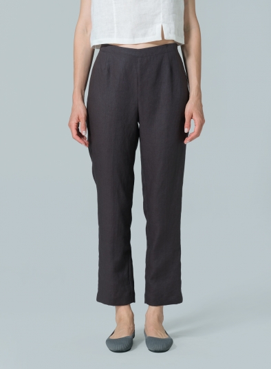 Linen Narrow Ankle Length Cropped Pants