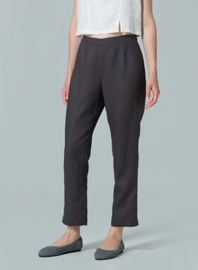 Linen Narrow Ankle Length Cropped Pants