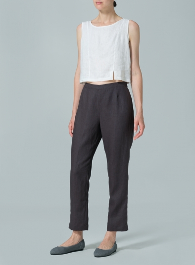 Linen Narrow Ankle Length Cropped Pants