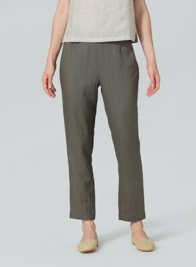 Linen Narrow Ankle Length Cropped Pants