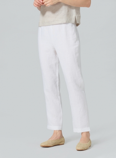 Linen Narrow Ankle Length Cropped Pants