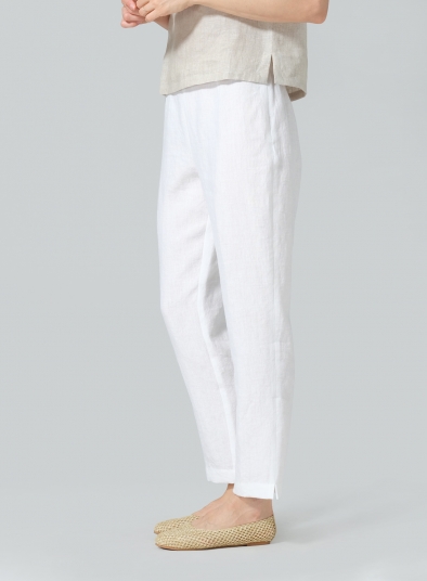 Linen Narrow Ankle Length Cropped Pants