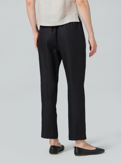 Linen Narrow Ankle Length Cropped Pants