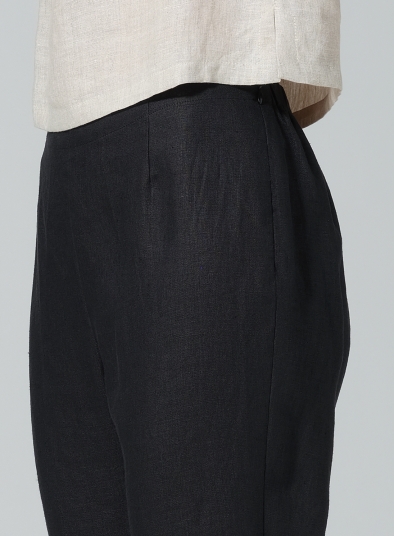 Linen Narrow Ankle Length Cropped Pants