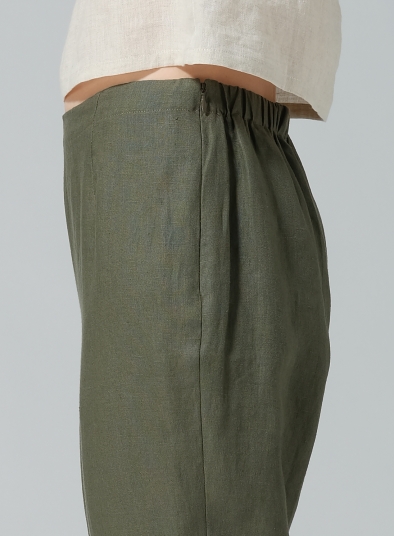 Linen Narrow Ankle Length Cropped Pants