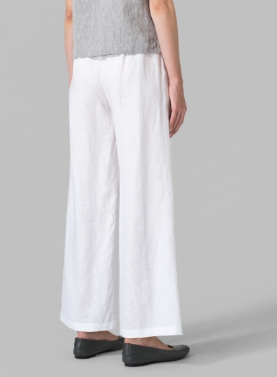 White Linen Tuxedo Front Long Blouse - Plus Size