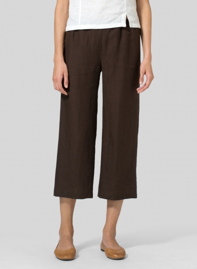 Linen Straight Leg Cropped Pants