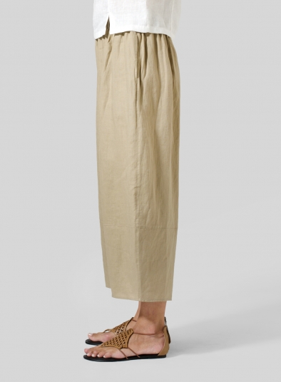 Linen Lantern Ankle Pants - Plus Size