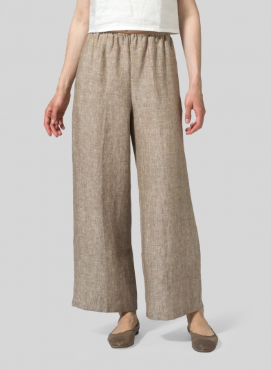 Women's Linen Pants Casual Loose Linen Trousers Elastic Waist Pants Summer  Pants Wide Leg Pants Full Length Customized Plus Size Pants N05 -   Canada