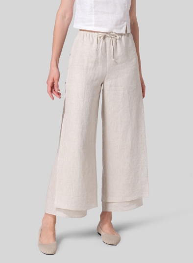Shop Plus Size Tall Linen Stretch Amira Pant in White, Sizes 12-30