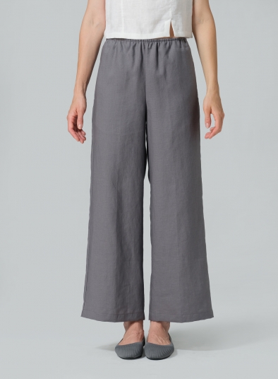 Linen Easy Fit Straight Leg Long Pants