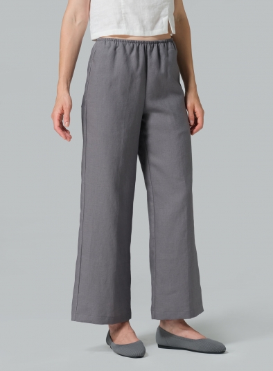 Linen Easy Fit Straight Leg Long Pants