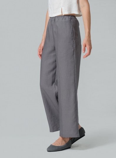 Linen Easy Fit Straight Leg Long Pants