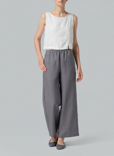 Linen Easy Fit Straight Leg Long Pants