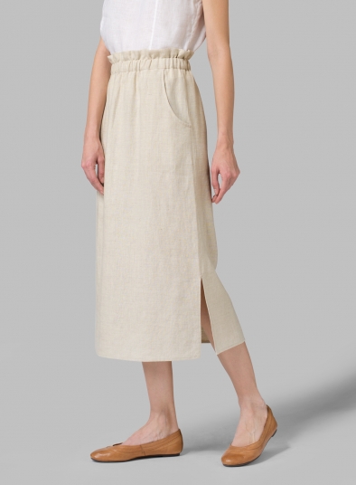 Linen Straight-Leg Skirt