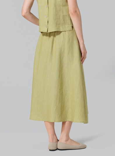 Linen Pull-On A-Line Flowing Skirt