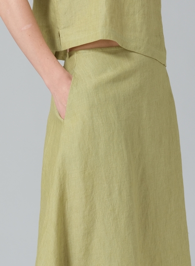 Linen Pull-On A-Line Flowing Skirt