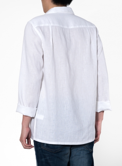 Open V-Collar Long Sleeve Linen Men Shirt
