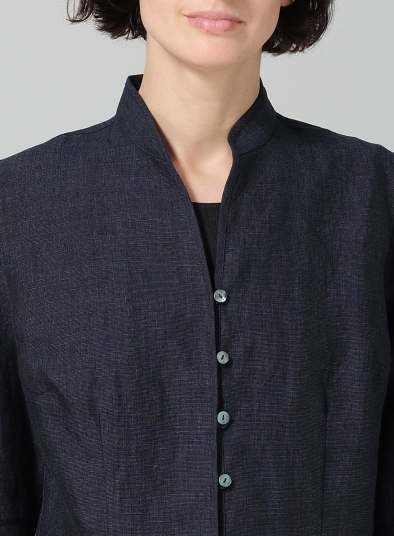 Linen Fitted Mandarin Collar Jacket