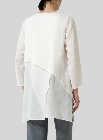 Linen Layering V-neck Tunic - Plus Size