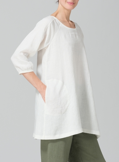 Linen Elbow Sleeve Tunic