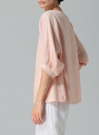 Linen Pleated Sleeve Top