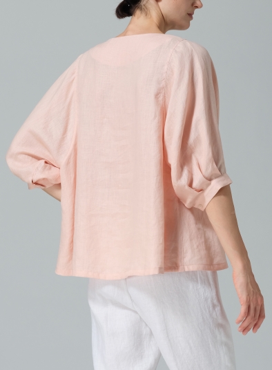 Linen Pleated Sleeve Top