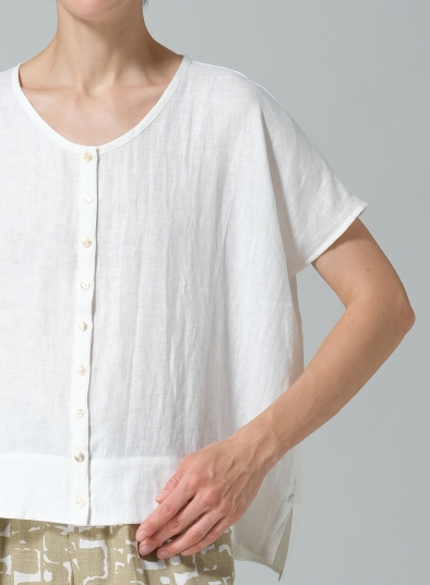 Linen Wide S/Sleeve Blouse