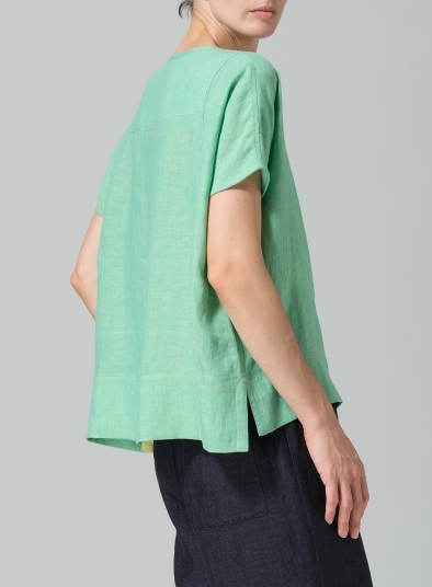 Linen Wide S/Sleeve Blouse